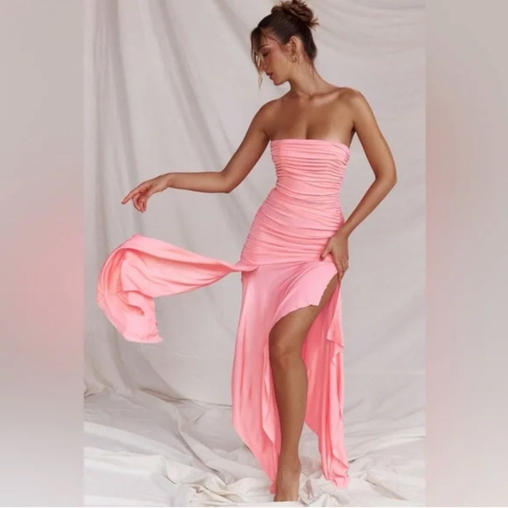 HOUSE OF CB‎ 'Ivana' Apricot Gathered Asymmetric Dress NWOT size XL
